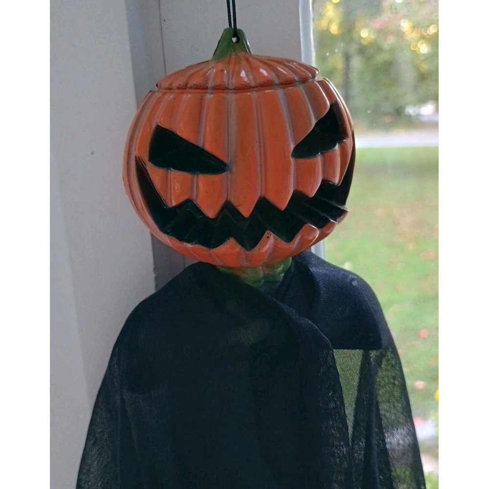 Vintage Hanging‎ Jack-O'-Lantern Scary Pumpkin Halloween Plastic Spooky - Picture 7 of 7